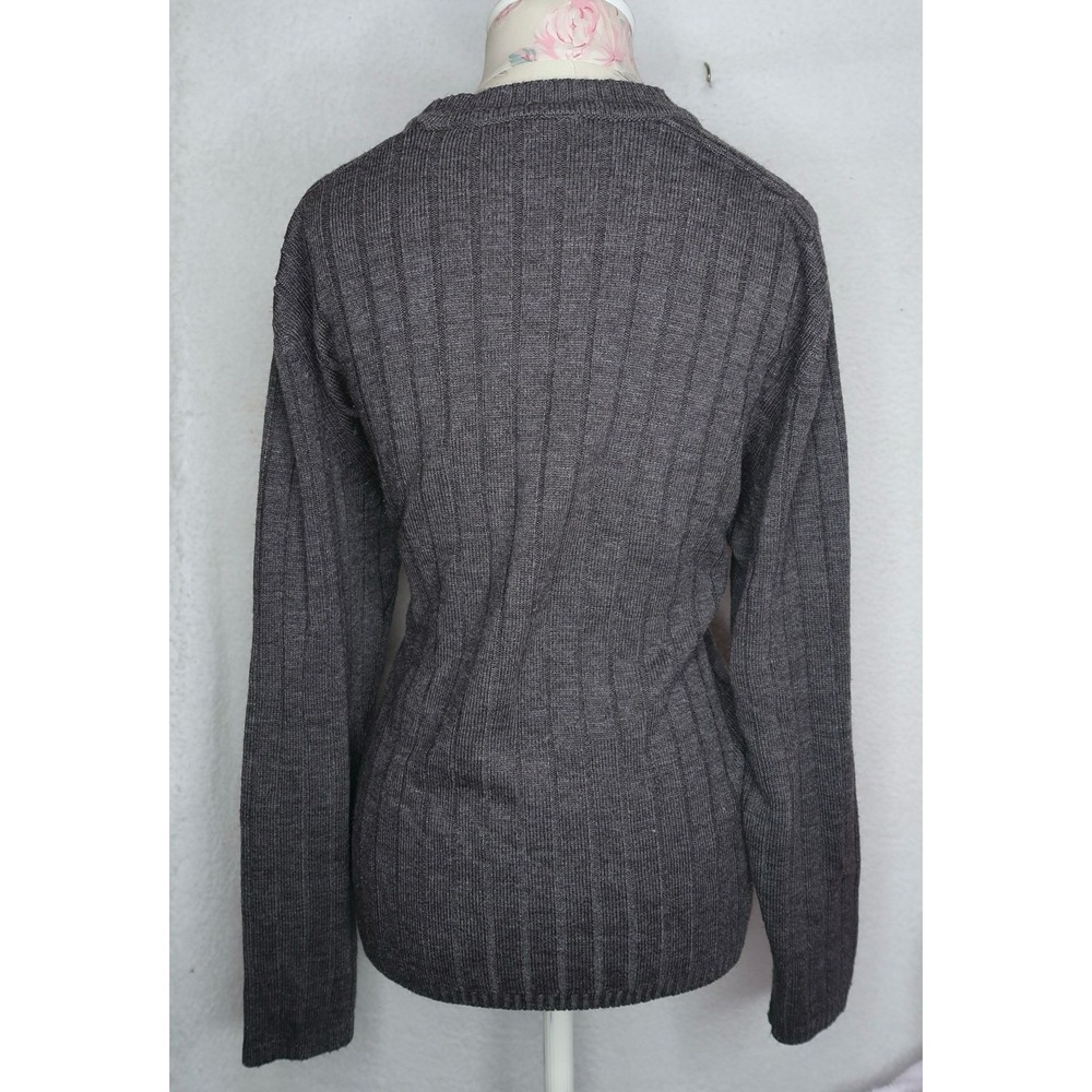 Nike Vintage Gray Knit Sweater Women's M / White Swoosh Logo Crewneck Pullover - Picture 6 of 10